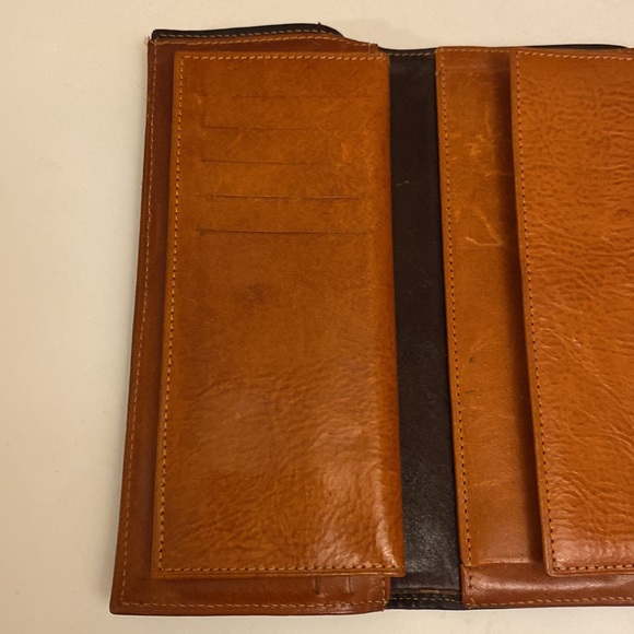 Vintage Women’s Tuscany Leather Adriano Leather Wallet Document 2 Tone Black/Tan - Picture 13 of 16